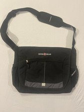 SwissGear Black Messenger Bag Laptop School Work Crossbody Briefcase  picture