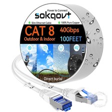 Cat 8 Ethernet Cable Slim 100ft Outdoor&Indoor, Pure Copper Cat8 Internet Cable picture