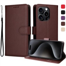 Luxury Leather Magnetic Wallet Cover Case for 12 13 14 15 16 17 Pro Max XR 7 16E picture