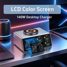 9-in-1 140W USB Charging Station Magnetic Wireless Smart LCD Display for Laptop picture