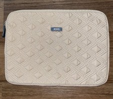 TUMI Laptop Sleeve Tan Beige Quilted Padded Slim Case 14x10 picture