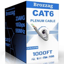 Cat 6 Plenum Cable 1000ft | 23AWG, 550MHz, 10Gbps UTP Ethernet | CMP Fire-Rat... picture