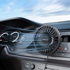 TriPole Car Fan USB Powered - Powerful 3 Speed, Portable Cooling small, Black picture