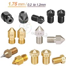 1.75/.2 3D Printer Nozzle Extruder Nozzle Filament Brass Steel Hotend Thread Lot picture