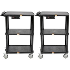 Mobile Utility Cart 3 Shelf Heavy Duty 8 Cord 2 Pack Black PAVC4-2 Pearington picture