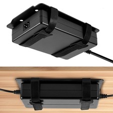 Universal Metal Laptop Charger Holder Adjustable Under Desk Power Mount Black picture