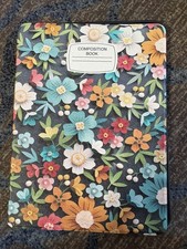 Supveco Composition Book Floral Multicolor IPad Folio Case Stand Pencil Holder picture