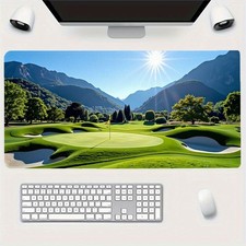 Extra-Large Golf Course Mouse Pad - Vivid Greens, Bunkers, Water Hazards, and picture