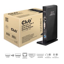 CSV-3242HD Club 3D USB 3.0 Dual Display Docking Station Black Piano Finish ~D~ picture