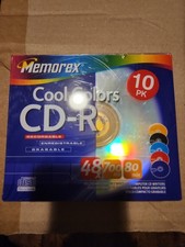 NEW SEALED Memorex Cool Colors CD-R 10 Pack 700 MB 80 Min 48X Blank CDs picture