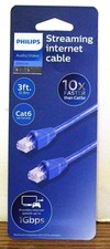 Phillips 3 FOOT CAT6 Ethernet Elite Streaming Internet Cable Blue picture