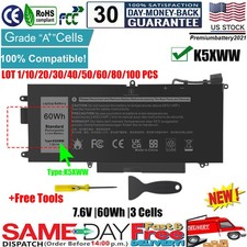 ✅LOT 1-100 K5XWW Battery for Dell Latitude 5289 7389 7390 2-in-1 71TG4 60Wh 7.6V picture