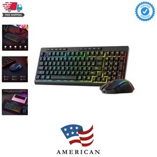 S142 Wireless Gaming Keyboard & Mouse Combo, 98 Keys K515 PRO RGB Membrane Ke... picture