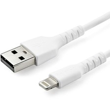 StarTech RUSBLTMM1M 3 foot/1m Durable White USB-A to Lightning Cable, Rugged picture