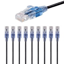 10x 25FT CAT6A RJ45 Ethernet LAN Network Patch Cable Copper 10G Slim 30AWG Black picture