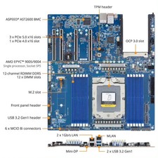 Gigabyte MZ33-CP1 sp5 AMD EPYC 9005/9004 support 9965/9654/9754 up to 500w picture