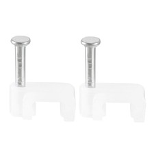 200pcs Flat Cable Clip Nail Coaxial Tacks Wire Clips 6mm White picture