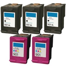 5 pk 901XL 901 Black & Color Rem. Ink Set For OfficeJet G510a G510g G510n 4500 picture