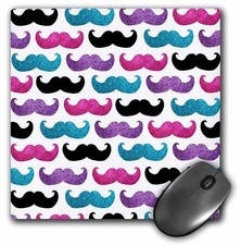 3dRose Bold mustache pattern - pink purple blue and black mustaches - girly tren picture