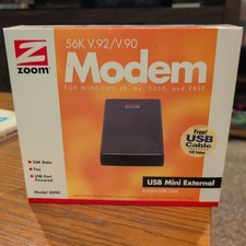 Zoom 56K USB Mini External Modem Model 3090 V.92/V.90 w/ Cable & CD Windows XP picture