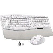 Wireless Keyboard and Mouse Combo for MacBook & PC, 30dB Quiet, Ergonomic, White picture