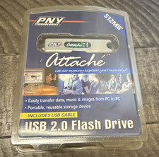 PNY Attache 512MB USB 2.0 Flash Drive Silver USB-A w/ USB Cable picture