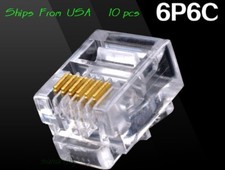 10pcs RJ12 RJ11 6P6C Modular Plug DSL Telephone Connector. Gold-plated picture