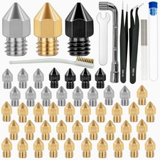 50 Pcs 3D Printer Nozzle Set - Hardened Steel, Brass, Stainless Steel, Mk8, High picture