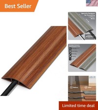 4FT Walnut Wood Cord Cover - Elegant Soft PVC Cable Protector for Home Safety picture