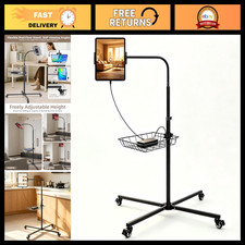 Adjustable Rolling Tablet Floor Stand with Wheels - Bed Mount for 4.7-13