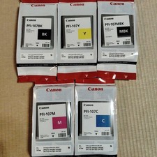 Canon PFI-107 Genuine Ink 130ml 5-Pack MBK BK C M Y New Sealed Expired Japan picture