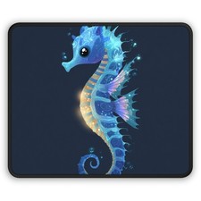 Glowing Blue Seahorse Gaming Mouse Pad | Ocean Fantasy picture