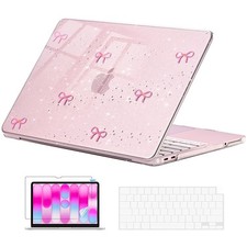 for MacBook Neo Case 13 inch 2026, Cute Glitter Bow, Sparkly Blush picture