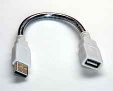 USB 2.0 Gooseneck Cable 8 Inch Chrome Flexible Male to Female Ships Fast USA picture
