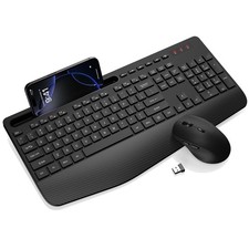Wireless Keyboard and Mouse Combo - Full-Sized, Ergonomic Wrist Rest Open Box picture