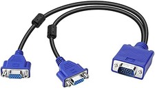 Dual VGA Splitter Monitor Cable 1 Male to 2 Female Adapter Converter VGA Video Y picture
