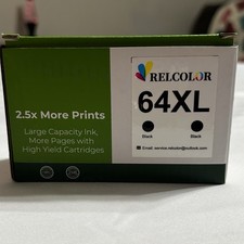 2 Relcolor 64XL Black Ink Replacement Cartridges HP Envy Photo Printers picture