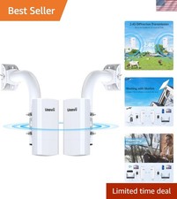 Wireless Bridge with 2 Bracket,2.4G Point to Point Outdoor WiFi Bridge with 3... picture