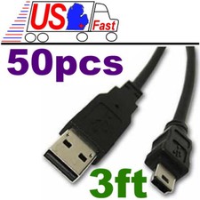 Lot50x 3ft short black USB Mini 5pin Digital Camera/MP3/Phone/Media Reader Cable picture
