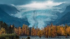 Landscape alaska nature trees glacier fall nordic Custom Gaming Mat Desk picture