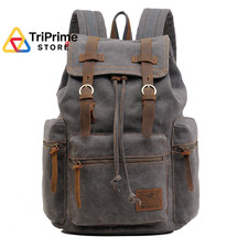 AUGUR High Capacity Canvas Vintage Backpack - for School College Large, Grey picture