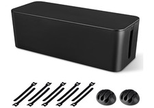 Caja organizadora cables grande oculta regleta con clips y bridas reutilizables. picture