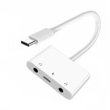 Xiwai USB C Hub Type C to Dual 3.5mm Audio AUX & MIC Sound Card with PD White picture