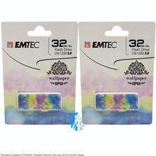 2 PACK Emtec 32GB Slide Flash Drive - USB 2.0 - Wallpaper (ECMMD32GM700WPTD)™ picture