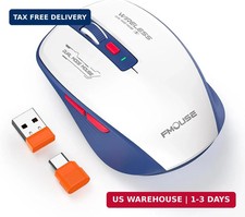 Wireless Mouse Blue White, Dual-Mode Bluetooth & 2.4G, Side Buttons picture