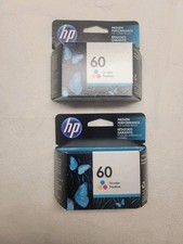 Two (2) HP 60 Tri-Color Ink Cartridge 2-Pack FACTORY SEALED Expired 2022 & 2023  picture