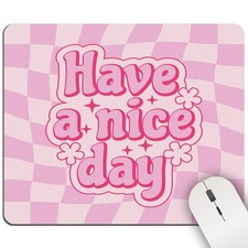 Light Pink Checkered Mouse Pad Cute Aesthetic Girly Retro Square Washable picture