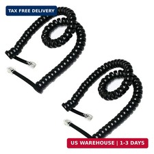 2-Pack 6P6C RJ12 Coiled Telephone Cord, 1.6 ft (Unstretched) Male to Male Phone picture