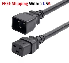 LOT (6), 6ft Black Heavy Duty Power Cord IEC60320 C19 to C20 12AWG 20A/250V PDU picture