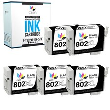 5PK 802XL 802 XL Black Ink Cartridge for Epson T802XL Workforce Pro EC WF-4720 picture